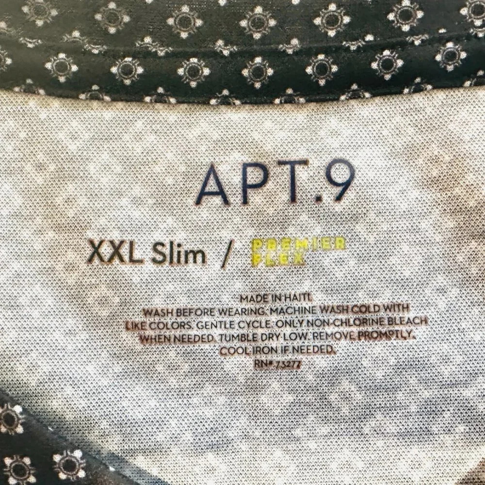 NWT APT. 9 Men Pullover Short Sleeve Crew Neck Geometric Black Shirt XXL Slim - Picture 9 of 9